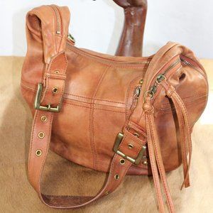 Frye Boho Distressed Whisky Tone Slouch Shoulder Bag